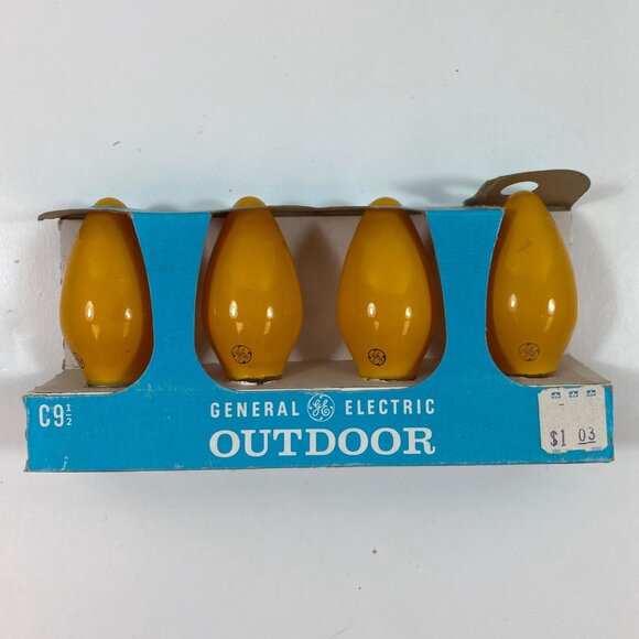 Vintage General Electric C9 Outdoor Christmas Light Bulbs Yellow Ceramic 16ct 4" - Picture 4 of 9